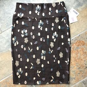 Abstract Floral Print Pencil Skirt